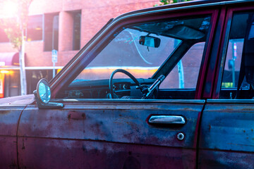 Abandoned old car on the streets of San Francisco, California. USA.