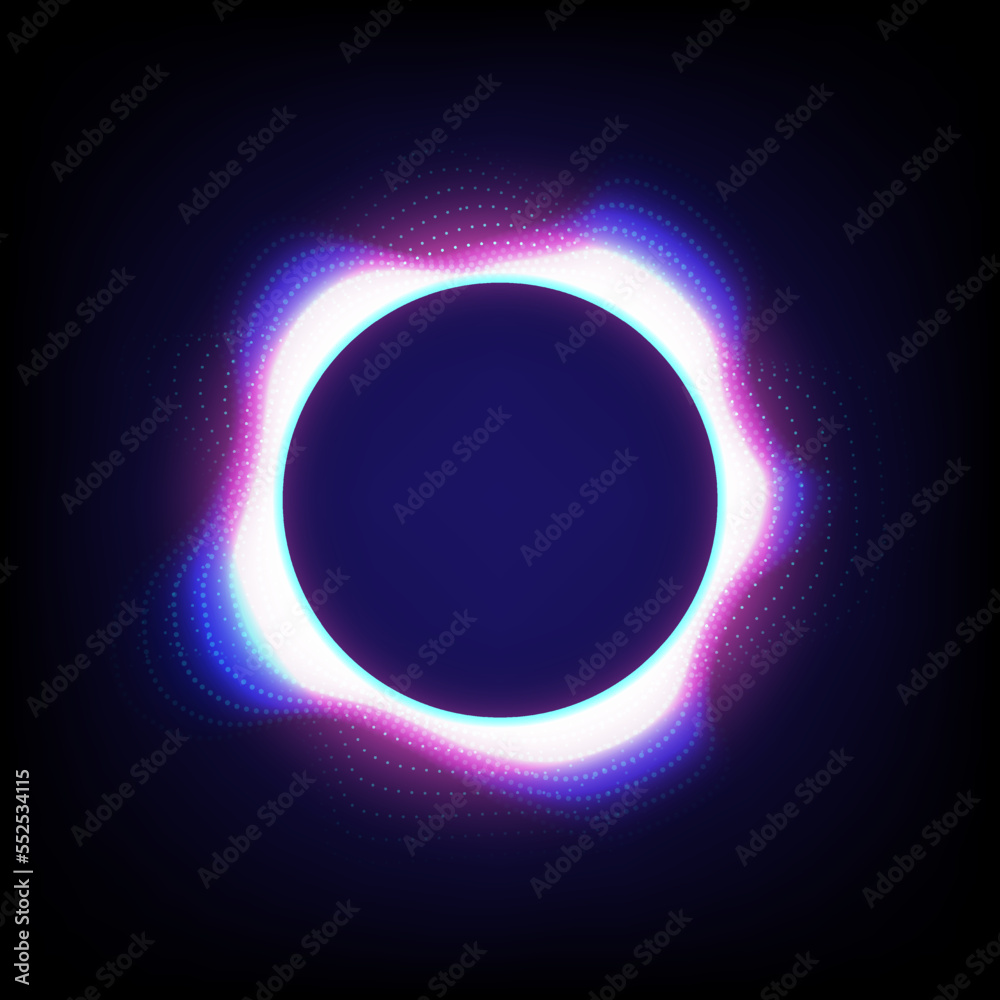 Poster abstract background the circle has a beautiful aura surrounding it and there is a line dotted on the