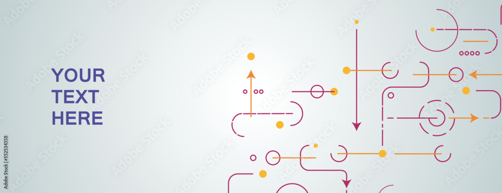 Aufkleber creative illustration with geometric shapes and lines and arrows. vector technology design. connect 