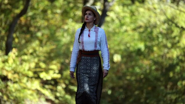 Romanian girl walks over the hills 5