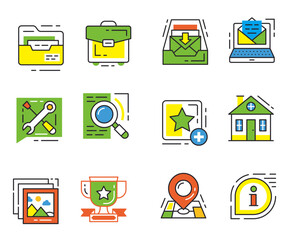 Basic line icons set. Modern graphic design concepts, simple symbols, elements,Minimal thin line design.  Pixel perfect. Vector outline icons