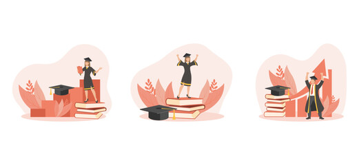 Graduation Flat Bundle Design Illustration