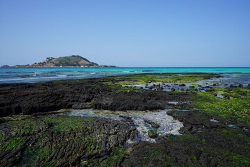 rock beach and island