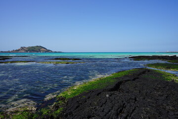 rock beach and island