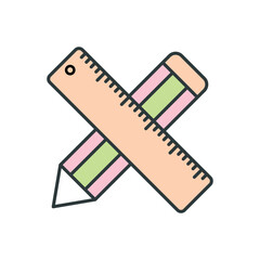 Ruler and pencil icon vector design templates isolated on white background