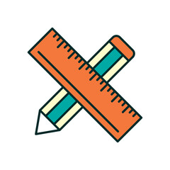 Ruler and pencil icon vector design templates isolated on white background