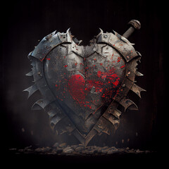 Heart shape shield expresses conservative and stubborn attitude