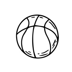 Black and White Basketball Ball Outline Vector Icon Isolated