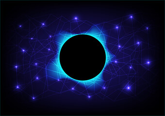 abstract background
spherical geometry, with a beautiful blue aura, located on the wireframe, with bright spots space in the center of the circle on a black background