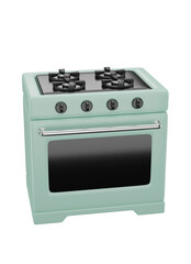 3D cute cooking stove. Double Oven Gas Range Isolated on transparent background. Top view. 3D rendering