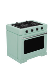 3D cute cooking stove. Double Oven Gas Range Isolated on transparent background. 3D rendering