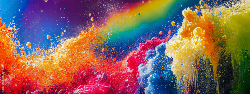 Wall mural abstract colorful background with drops and splash,, generative ai illustration