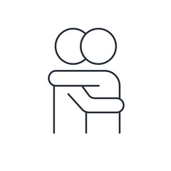 Embrace your neighbor. Psychological support. Vector linear icon isolated on white background.