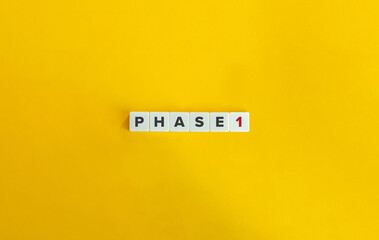 Phase 1 (One) Banner. Letter Tiles on Yellow Background. Minimal Aesthetics.