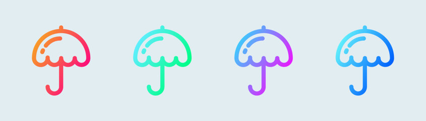 Umbrella line icon in gradient colors. Protection signs vector illustration.