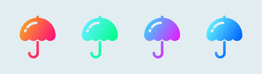 Umbrella solid icon in gradient colors. Protection signs vector illustration.