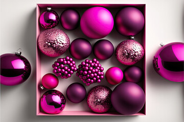 Christmas decorations color Viva Magenta, Pantone of the year 2023 