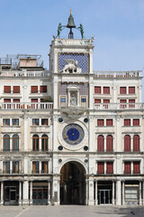 astronomical clock with statues called Mori di Venezia in Venice in Italy without people during lockdown