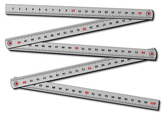 ステンレス製 グレーの折りたたみ定規のイラスト