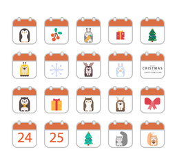 advent calendar with animals vector set