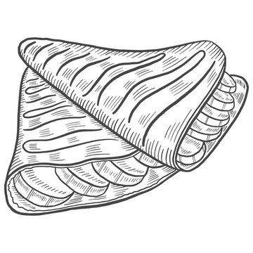 recommend clip art: crepes france dessert snack isolated doodle hand drawn sketch with outline style