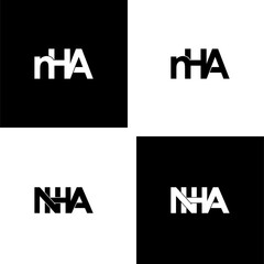 nha letter initial monogram logo design set