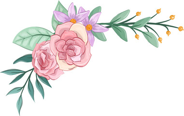 pink floral bouquet with watercolor