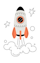 Starting Rocket Vector Illustration