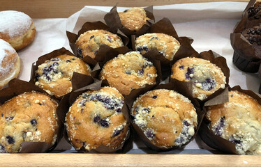Freshly baked blueberry muffins 