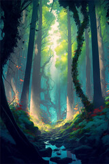 Obraz premium Forest with sun rays