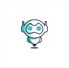 Obraz premium Robot mascot logo negative space template design. vectors, logo inspiration.