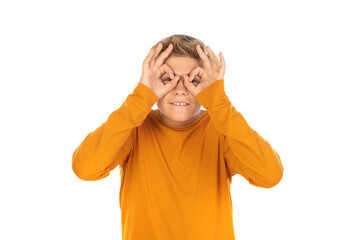 Teenager in orange t-shirt