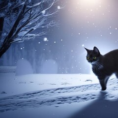 cat in snow, cat with snow backgroubd, cute pet and cat images