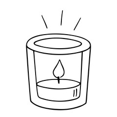 Candle doodle,power outage lighting.Decoration for birthday party,romantic Valentine's Day dinner.Festive hand-drawn candlelight with wick and wax,for creating a special atmosphere.Isolated.Vector
