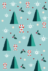 Beautiful christmas doodles seamless pattern - hand drawn and detailed, great for christmas textiles, banners, wrappers, wallpapers - vector surface design
on blue background with stars,snowflakes