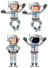 Astronaut cartoon character on white background