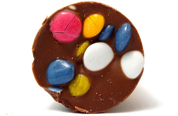 colorful chocolate buttons,  dragee candies, 