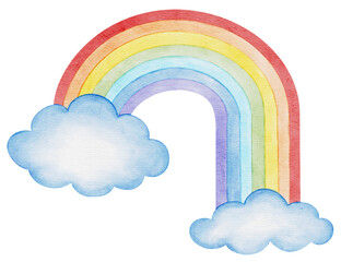 cute rainbow curve cartoon watercolor illustration