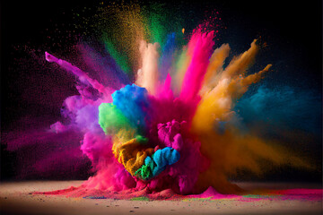 Obraz na płótnie Canvas A picture of splash of colour powder in a holi festival in india , AI generate 