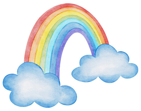 cute rainbow curve cartoon watercolor illustration