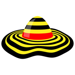 Modern Black Yellow Womens Hat Icon Isolated on White Background.