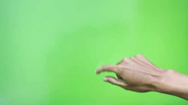 hand gestures touch the screen, and operate LCD touch screens such as tablets, smartphones on a green screen