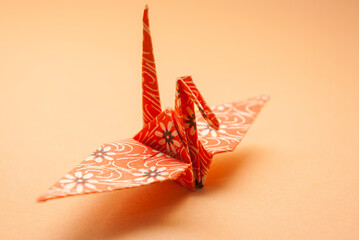 Paper crane traditionally folded according to the Japanese art of origami.