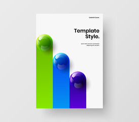 Amazing realistic balls company brochure illustration. Abstract magazine cover A4 design vector layout.
