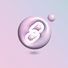 Chain Icon with in circle bright pastel color in 3d style realistic vector art