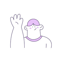 Outline Man Character Illustration Waving Hand