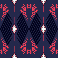 pattern with hearts, Geometric ethnic pattern traditional Design for background,carpet,wallpaper,clothing,wrapping,Batik,fabric,sarong,Vector illustration embroidery style.