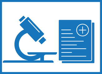 Clinical analysis check icon, diagnosis report check icon blue vector