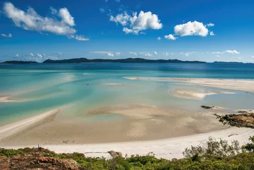 Papier Peint photo Whitehaven Beach, île de Whitsundays, Australie Aerial view of Whitehaven Beach and Hill Inlet estuary. Tropical beach paradise background of turquoise blue water and Coral Sea beach - Australia