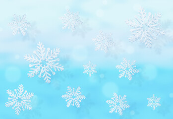 3d illustration, blue background with snowflakes